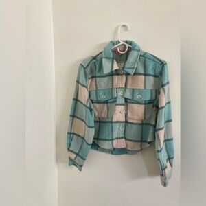 Blue & white plaid jacket from Francesca’s. Perfect for fall weather.